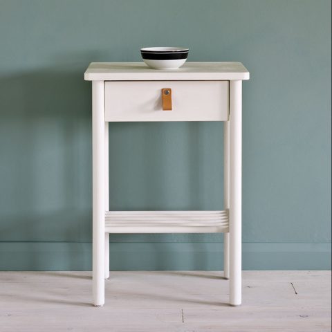 Annie Sloan Old White side table with light blue wall