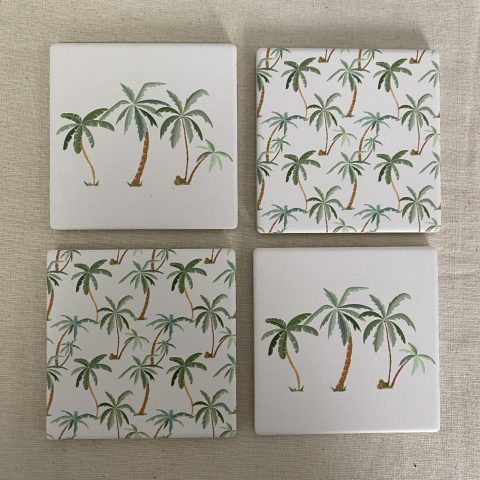 A set of 4 coasters with Palm Tree design