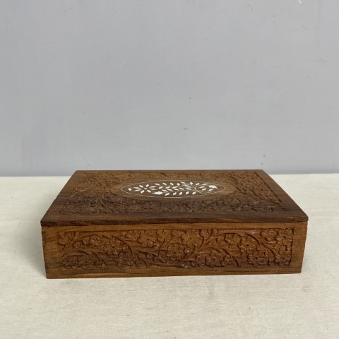 Timber Carved Inlay Lidded Box