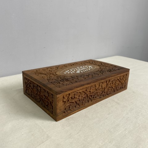 Timber Carved Inlay Lidded Box