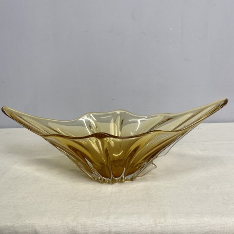 A Smokey Mid-Century Yellow Art Glass Bowl