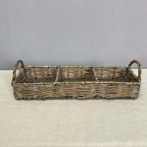 Rectangular cane tray with divided compartments