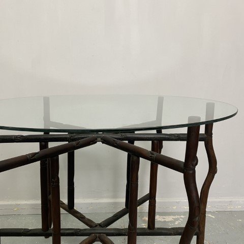 Vintage Glass Top Table with Foldable Base