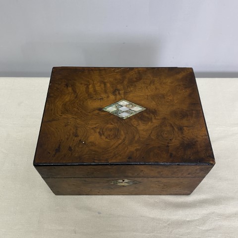 Antique Inlaid Burr Walnut Box (with hidden drawer)