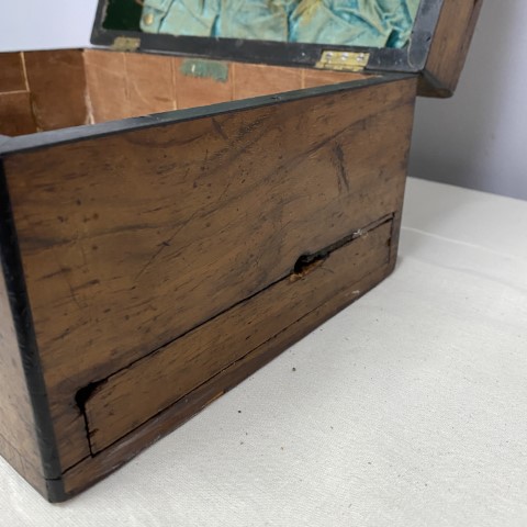 Antique Inlaid Burr Walnut Box (with hidden drawer)