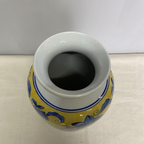 Ceramic Blue & Yellow Floral Vase