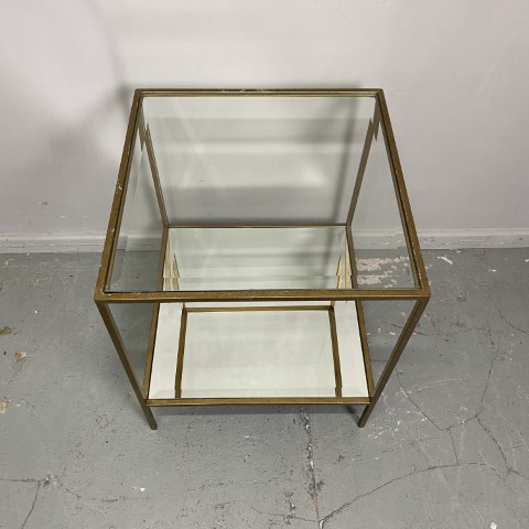 Luxe Gold & Mirrored Side Table with Glass Top