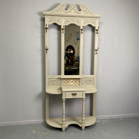 Hand-Painted 'Country Grey' Beige Vintage Hall Stand
