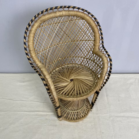 Vintage Doll's Cane Peacock Chair