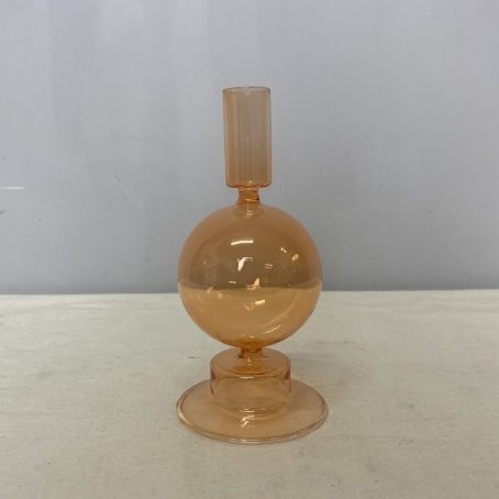 Orange Glass Candle Holder MCM
