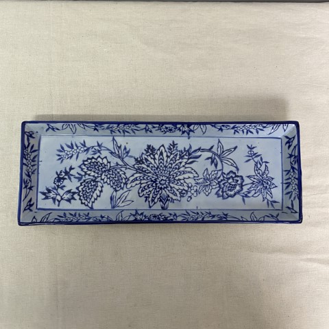 Ceramic Rectangular Floral Decorative Tray