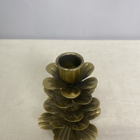 Golden Pine Cone Shaped Taper Candle Holder