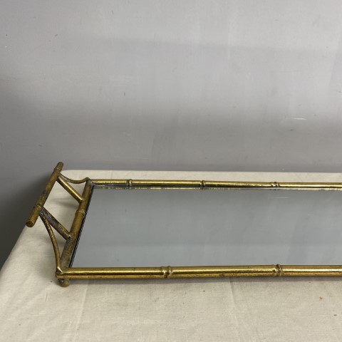 Extra Long Gold Bamboo Style Mirrored Tray