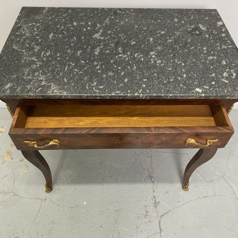 French Style Side Table with 2 Drawers and Marble Top