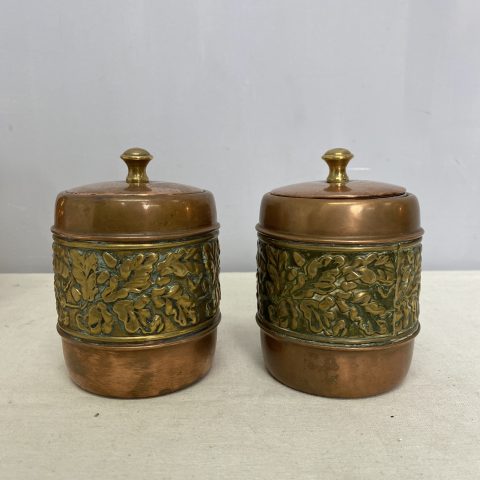 Pair of Antique Copper & Brass Caddies