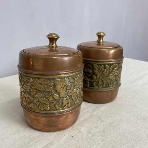 Pair of Antique Copper & Brass Caddies $75