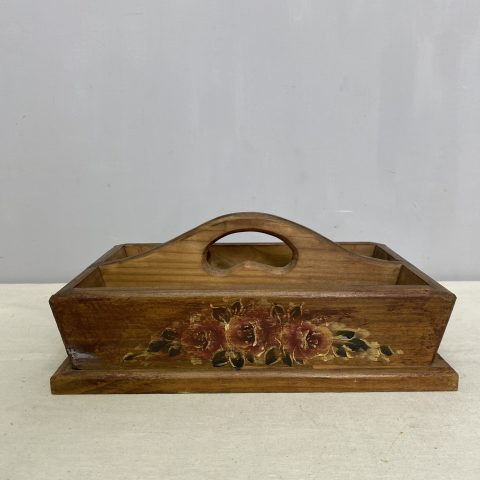 Vintage Hand-Painted Timber Carry-All
