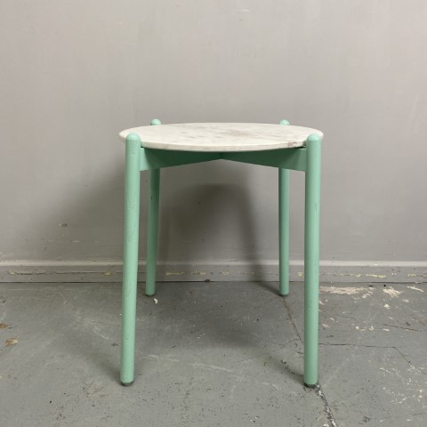 Marble Top Side Table with Aqua Base