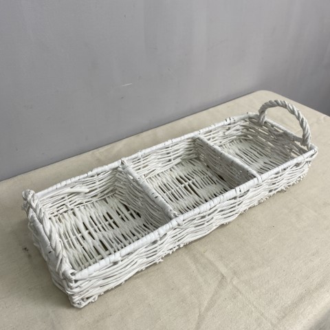 White Divided Cane Tray