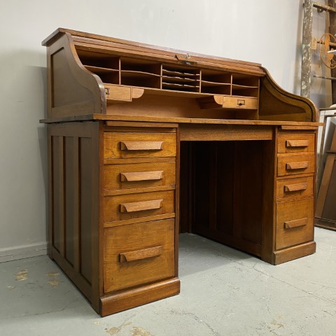 Antique Oak Roll-Top Desk