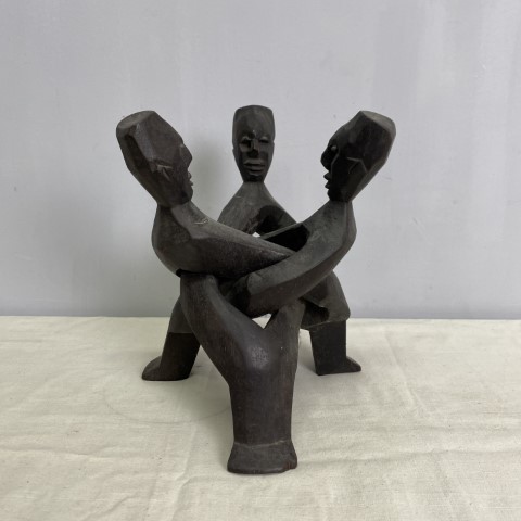 African Carved Timber Interlocking Figures
