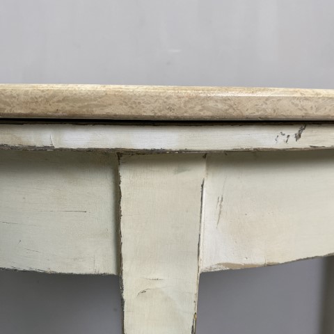 Rustic Half Moon Console Table with Marble Top