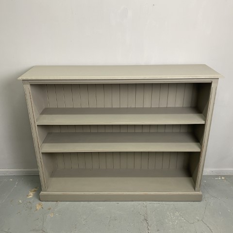 Hand-Painted French Linen Low Bookcase