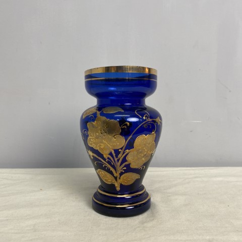 Vintage Cobalt Blue & Gold Vase
