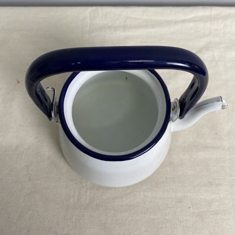 Vintage Enamel Blue & White Teapot