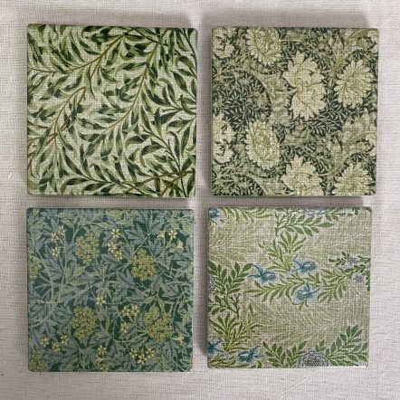Set of 4 Ceramic 'Green Leaves' Coasters