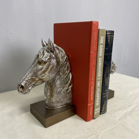 Silver Horse Head Bookends