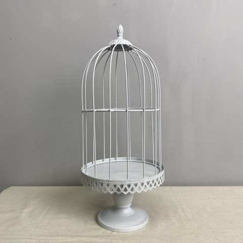 Large White Bird Cage on Stand