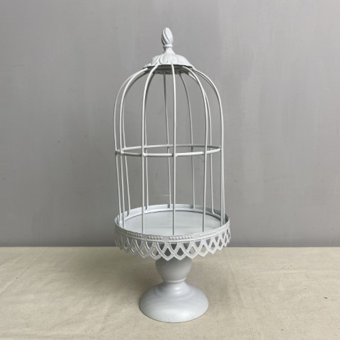 Small White Bird Cage on Stand