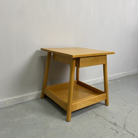 Beech Side Table with Drawer