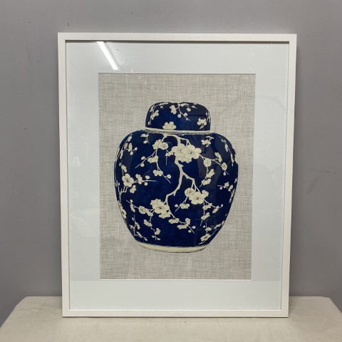 Framed Blue & White Ginger Jar Print