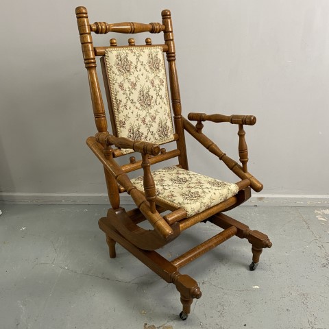 Vintage Rocking Chair with Tapestry Upholstery