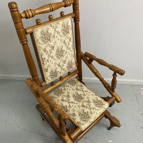 Vintage Rocking Chair with Tapestry Upholstery