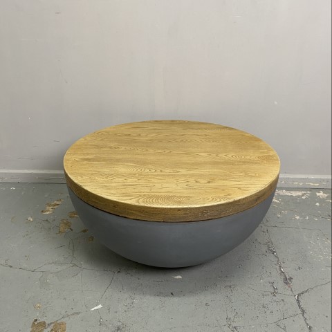 Round Concrete Look Ceramic Coastal Coffee Table