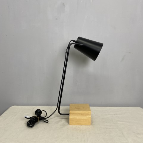 Black Metal and Timber Desk Lamp