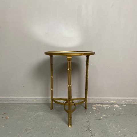 Gold Faux Bamboo Style Mirrored Side Table