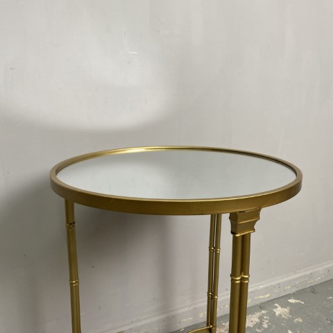 Gold Faux Bamboo Style Mirrored Side Table