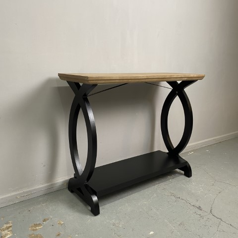 Luxe Console with Natural Top and Black Base