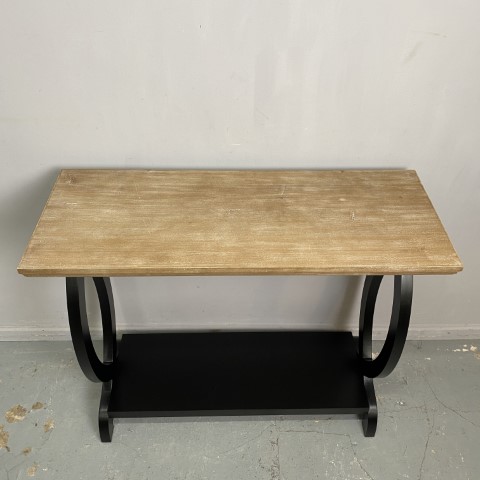 Luxe Console with Natural Top and Black Base