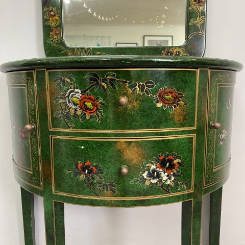 Vintage Hand-Painted Chinoise Console & Mirror Set