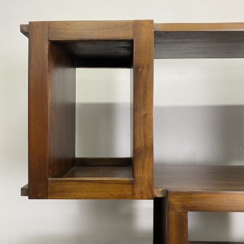 Solid Timber Abstract Display Shelves