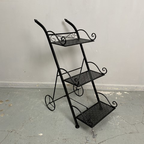 Black 3 Tiered Plant Stand Trolley