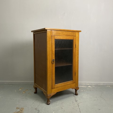 Vintage Maple Cabinet with Queen Anne Legs