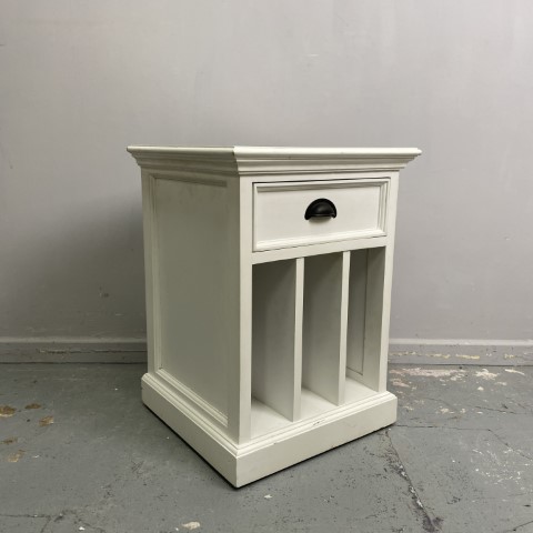 White Bedside with Vertical Storage $149