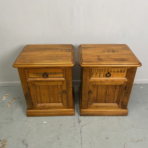 Pair of Farmhouse Rustic Bedsides