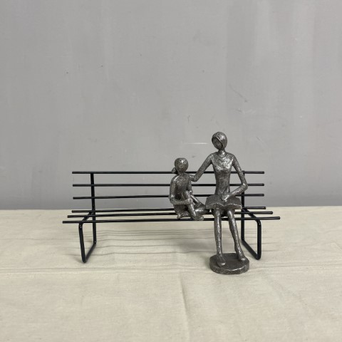 Mother & Child Statue on Bench